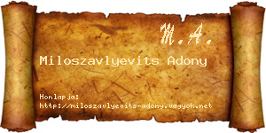 Miloszavlyevits Adony névjegykártya
